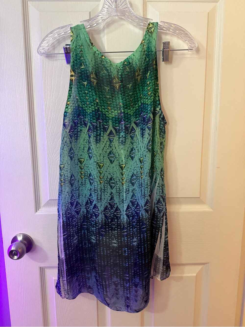Sheer tunic in Green and Blue